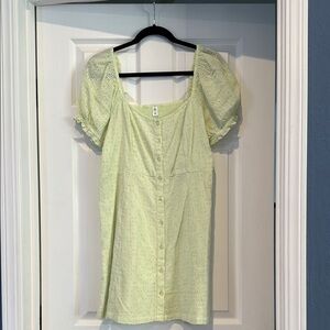 BP Green Puff Sleeve Smocked Blouse